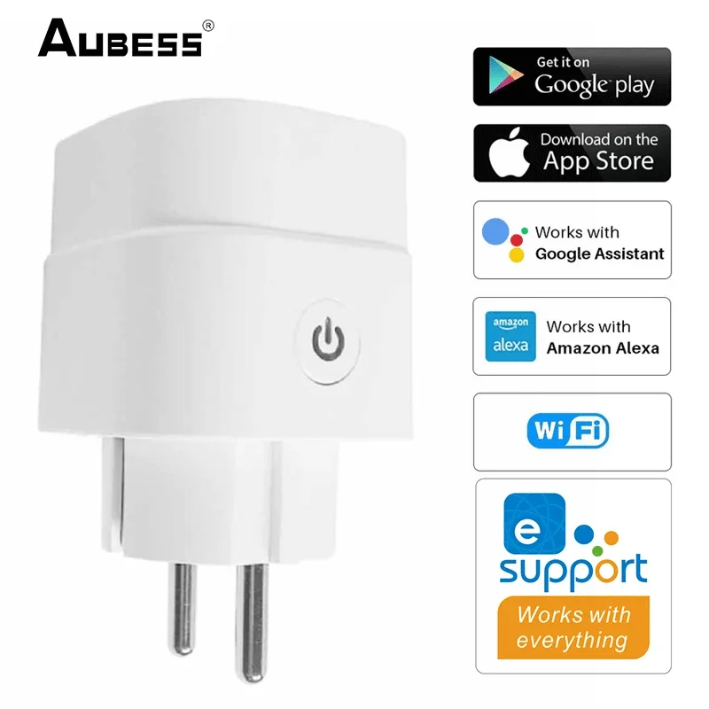 

EWelink Smart EU Plug European Standard Smart Socket 16A Wifi Power Monitor Switch Smart Home Works With Alexa Voice Control