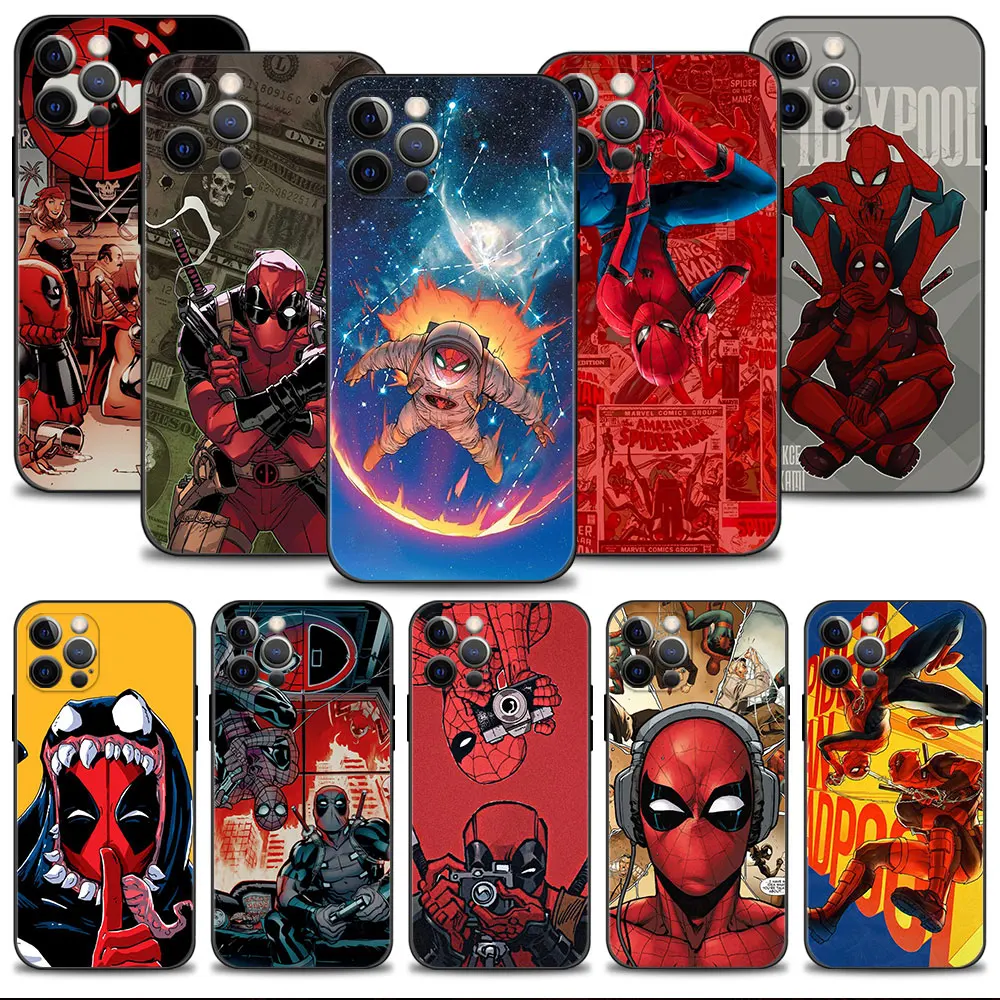 

Phone Case Marvel Funny Deadpool VS SpiderMan Shell For Apple iPhone 11 XS 12 Pro Max XR 13 8 X 14 7 Plus 5 SE2 Mini 6 5S SE