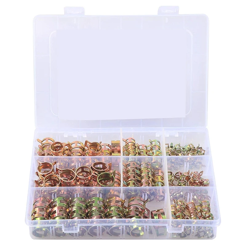 

Spring Band Type Vacuum Hose Water Pipe Clamp Low Pressure Air Tube Clamps Fastener Assortment Kit 8 Sizes 160PCS