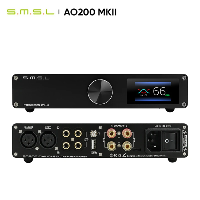 

SMSL AO200 MKII HIFI Digital AMP Bluetooth 5.0 MA5332 Chip High Power Stereo Amplifier USB/XLR/RCA/Balanced Input SDB Sound AMP