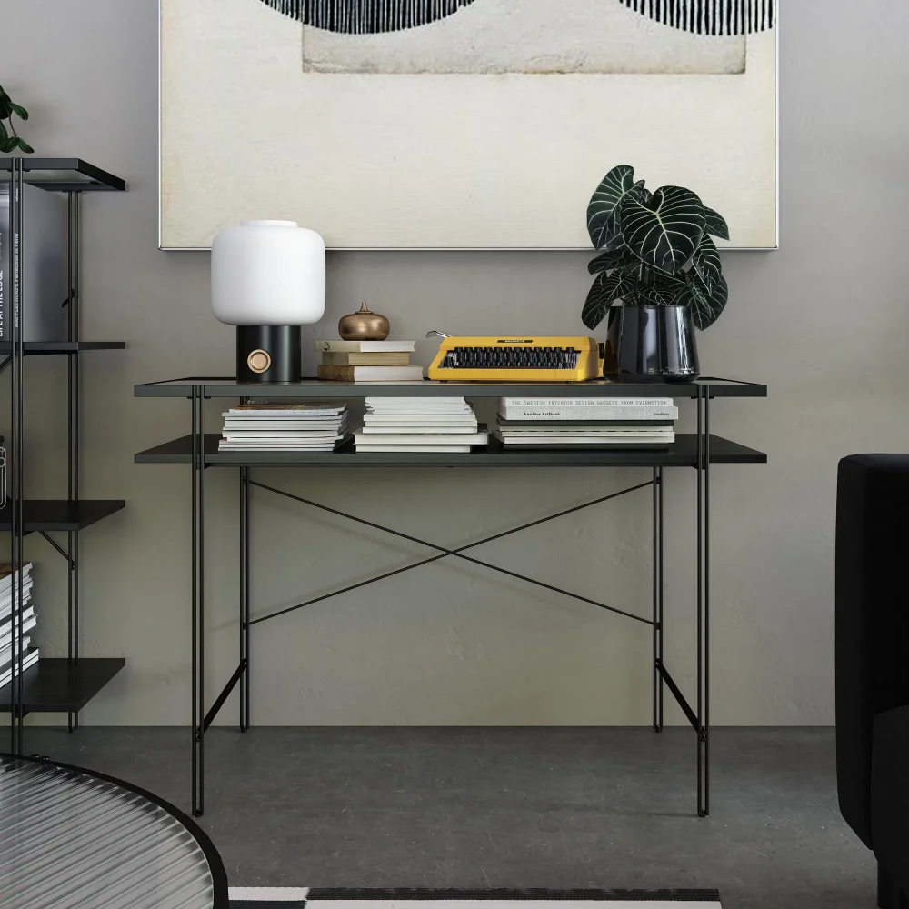 

Queer Eye Wainwright Computer Desk, Black Oak