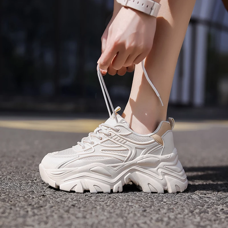 

Thick Bottom Heightening Breathable Woman Shoes 2022 Summer New Women's Casual Shoes Fashion Comfortable Wear-resistant Shoes 40