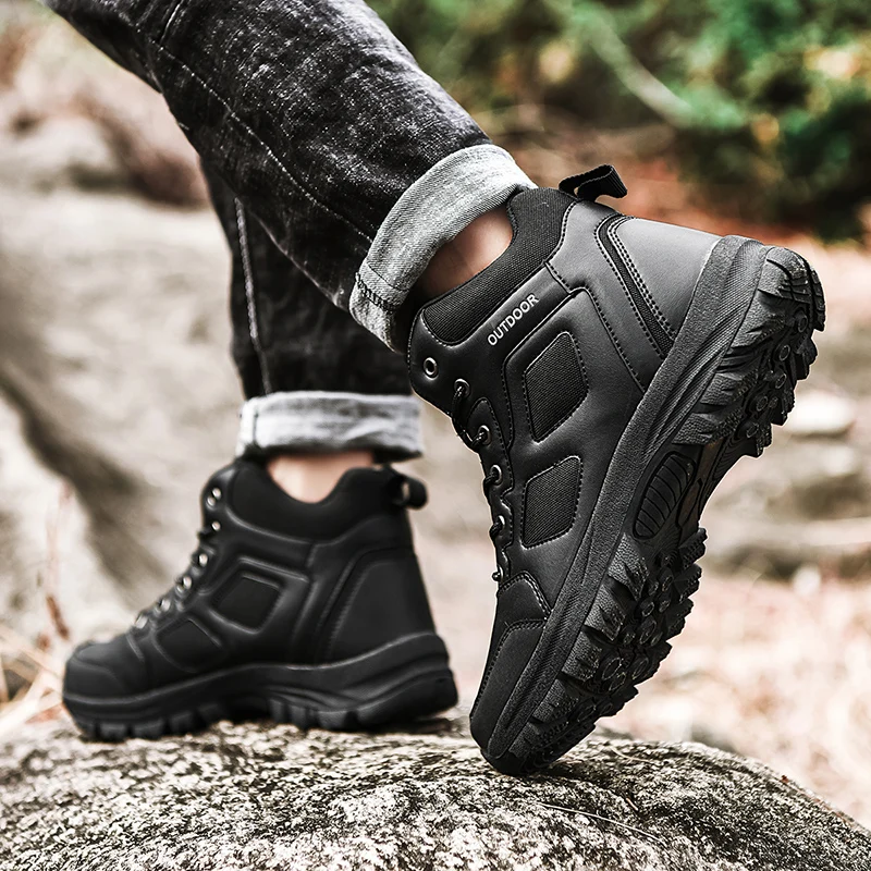 Men's Fashion Outdoor Hiking Shoes Army Tactical Ankle Boots Travel Botas Trekking Waterproof Work Safety Shoes Large Size