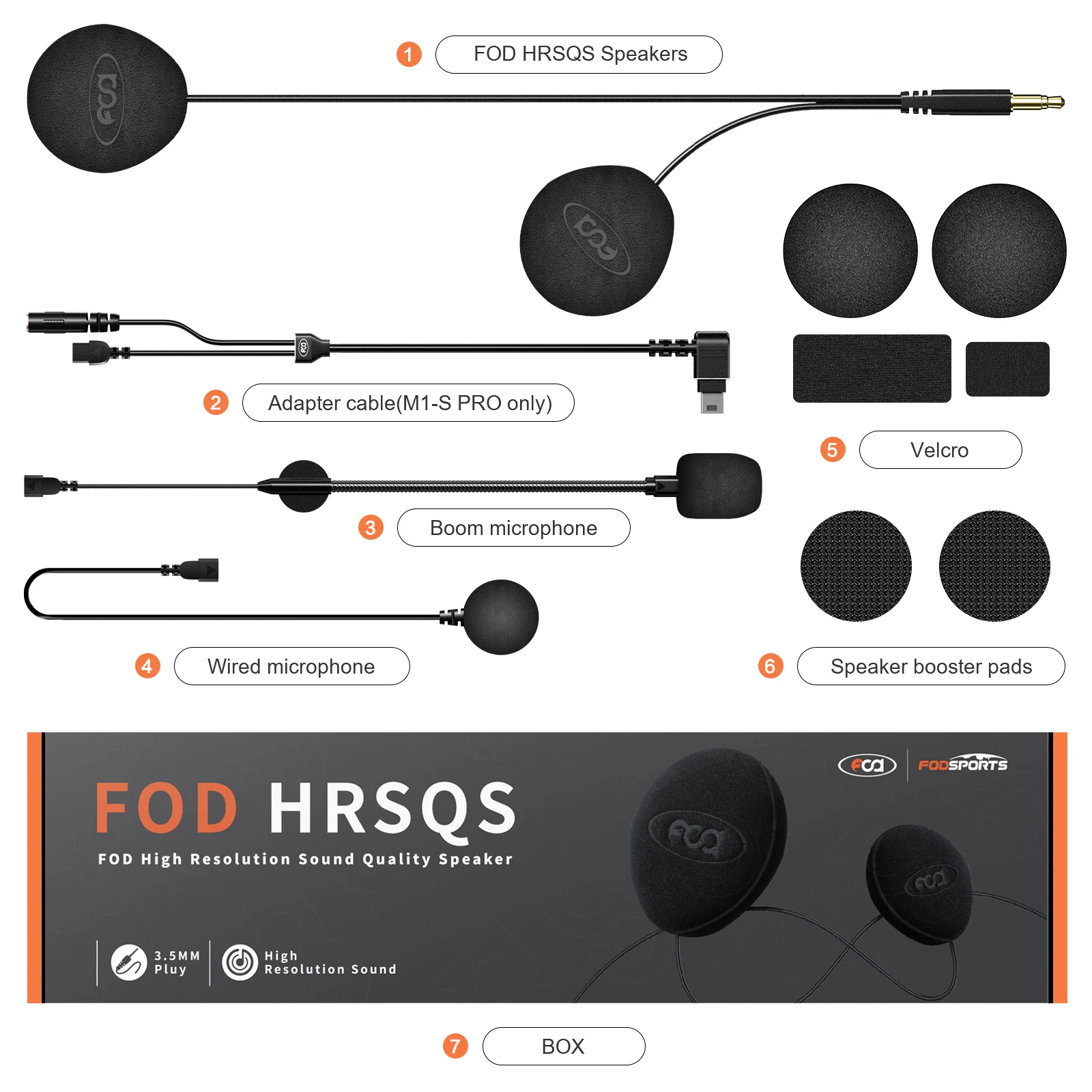 

Fodsports HRSQS Headset Наушники с микрофоном только для M1-S Pro Мотоциклетный шлем Bluetooth-гарнитура Домофон, разъем 3,5 мм.