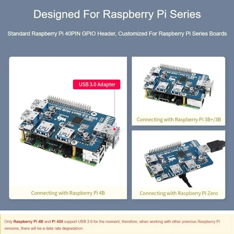 4-портовый концентратор USB 3.2 Gen1 для 4B/3B+/3B/2B/B+ Прямая поставка