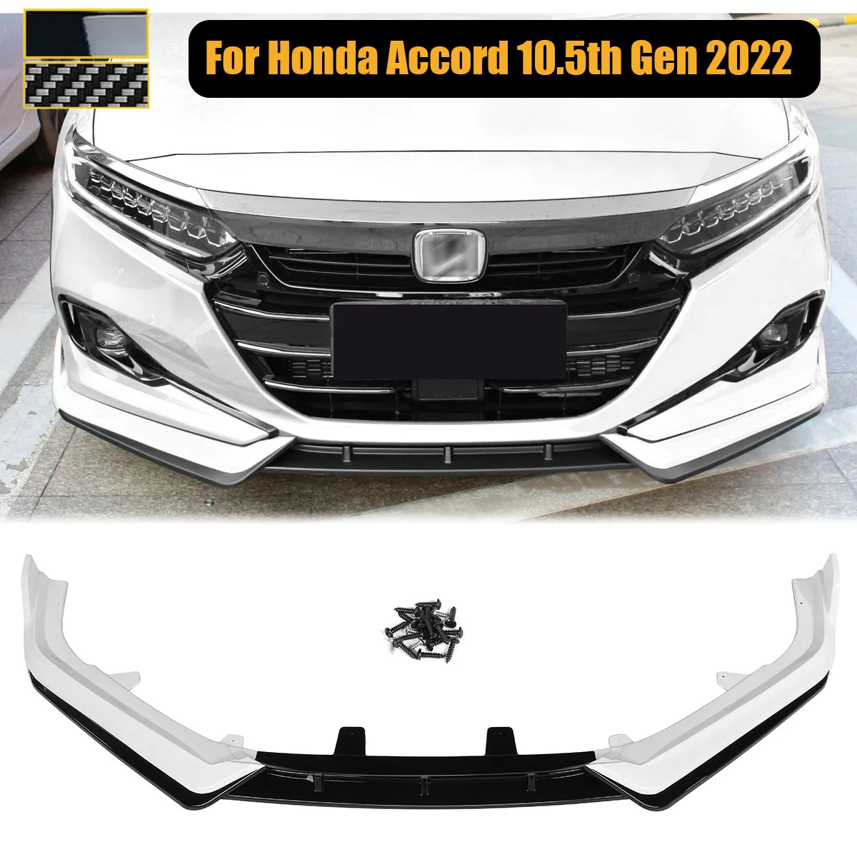 

3 шт., сплиттер для переднего бампера Honda Accord 10.5th Gen 2022, белый + черный