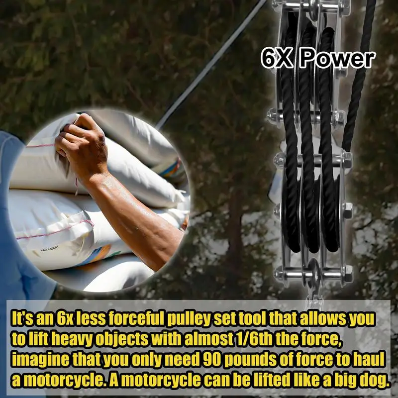 Система блоков и снастей: 5:1 Подъемная мощность 3/8 веревочный шкив подъемник