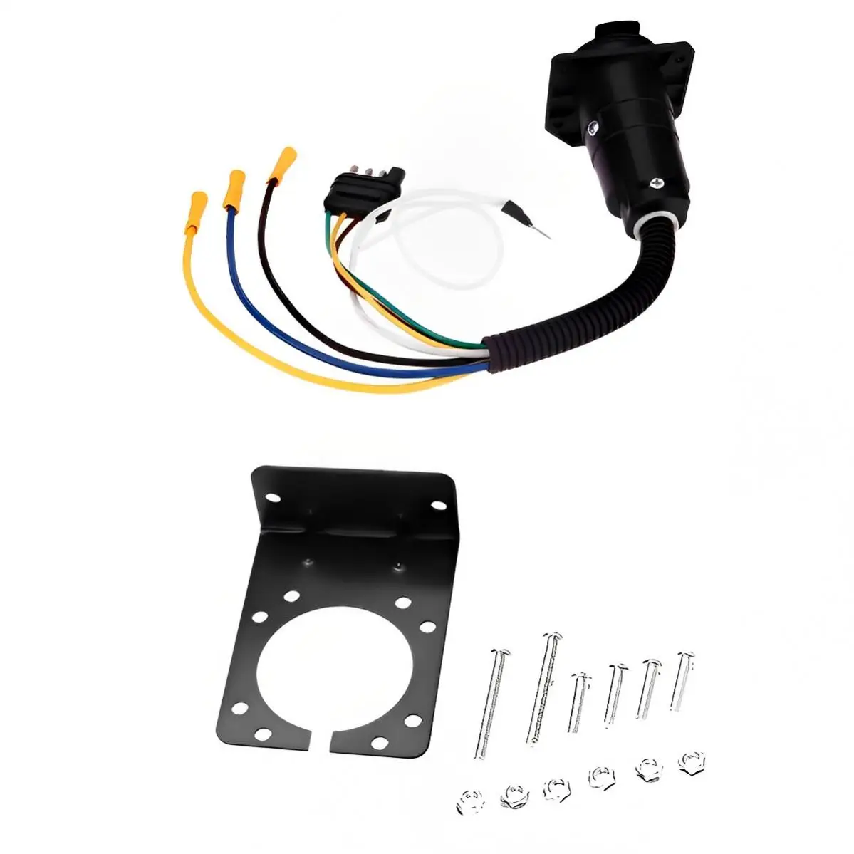 

4 Way Flat to 7 Way Round RV Blade Trailer Wiring Harness Easy Installation for Commercial Vehicle / Semi - trailer / Trailer