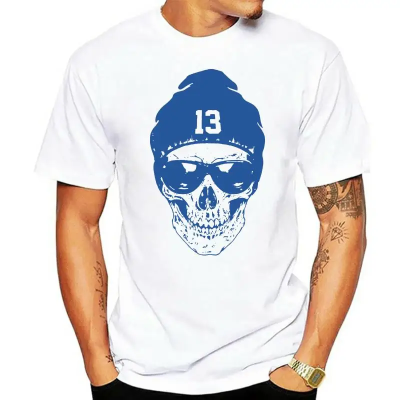 

Print T Shirt Men Hot Skull with Number 13 Beaine Blue Art Drawing T-Shirt Mens Womens Unisex Fashion O-Neck T Shirt