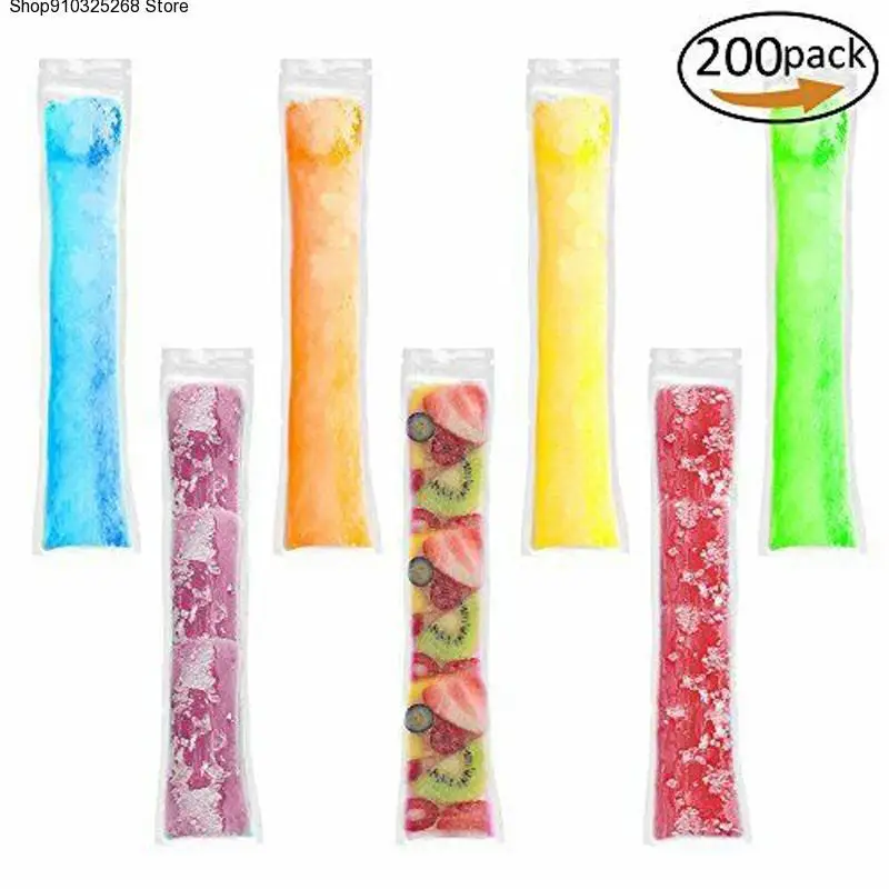 

200PCS Ice Popsicle Molds Bags Disposable Candy Tube Zip-Lock Pouch Freeze Pops