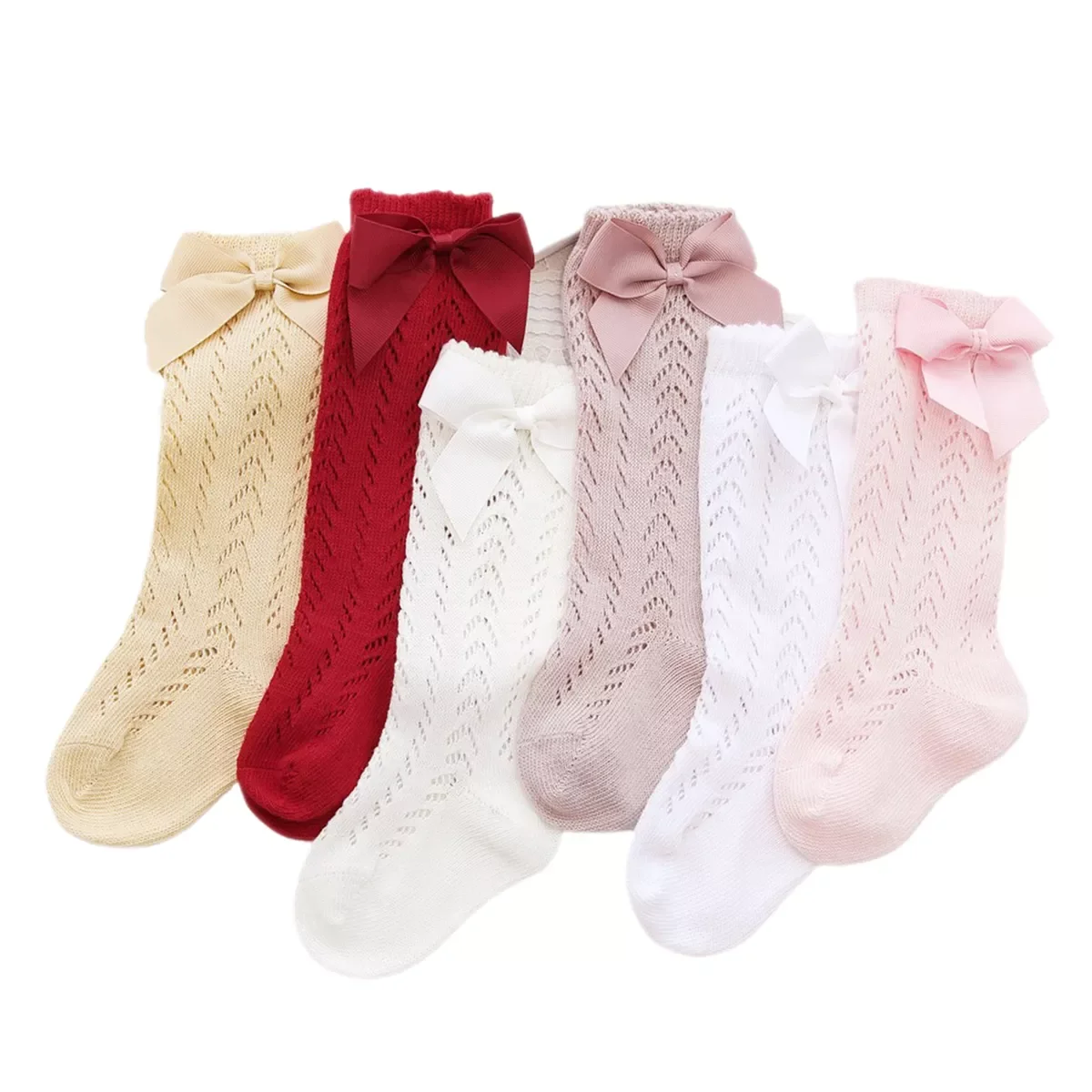 

Princess Baby Girls Stockings, Newborn Warm Solid Color Long Tube Leggings with Bowknot Decoration 0-3Years