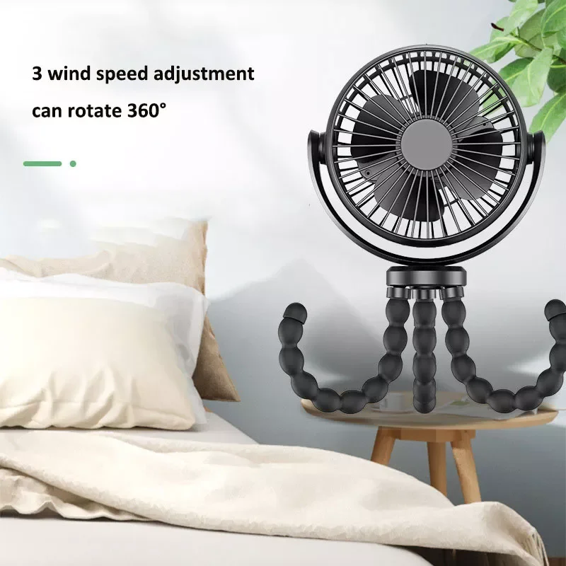 

NEW2023 Outdoor Portable Neck Fan Hand Fan Stroller Fan USB Or 5200mAh Battery Powered Fold Mini Fan Fan Ventilateur Portable