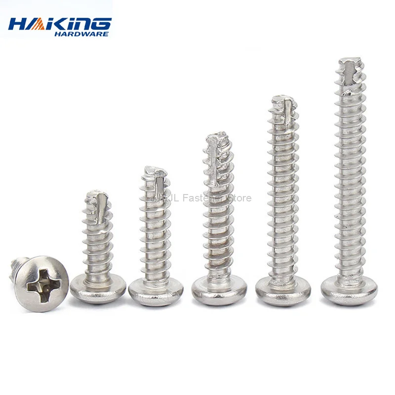 

M2 M2.3 M2.6 M3 M3.5 M4 Nickel Plated Cutting Tail Cross Round Head Slotting Phillips Self Tapping Machine PT Screw