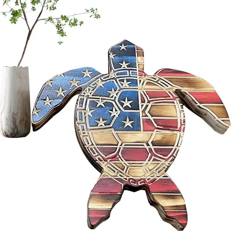 

Wood Turtle Decor 4th Of July Decorations Ornaments American Flag Ornaments Memorial Day Decor Independence Day Tree Decorations