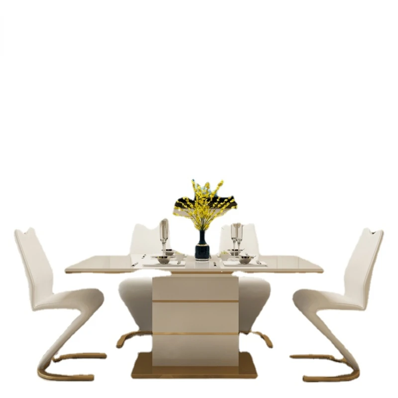 

Post-Modern Dining Tables and Chairs Set Household Modern Simple Rectangular Dining Table Light Luxury Fashion Dining Table