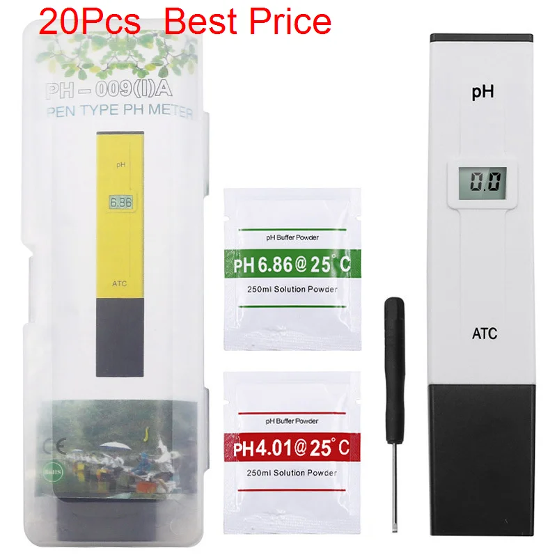 

20Pcs/lot Digital PH Meter 0.01 High Accuracy Quality 0-14 Measurement Range with ATC for Household Drinking Water,Aquarium