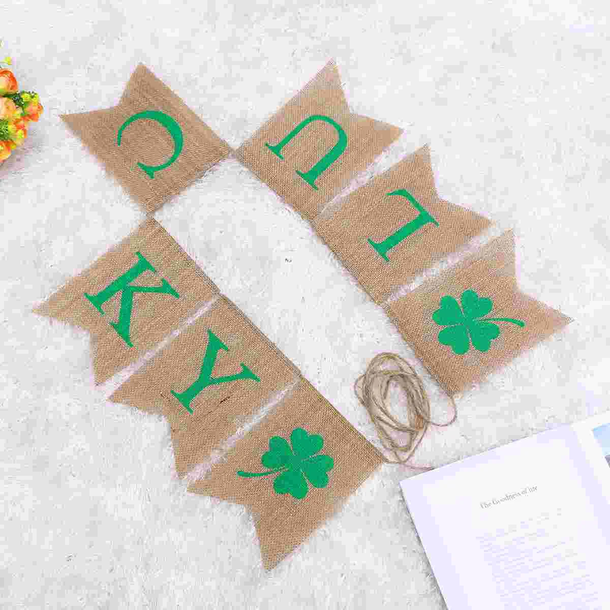 

Banner Shamrock Garland St Patrick S Day Flag Banners Home Decorations Burlap