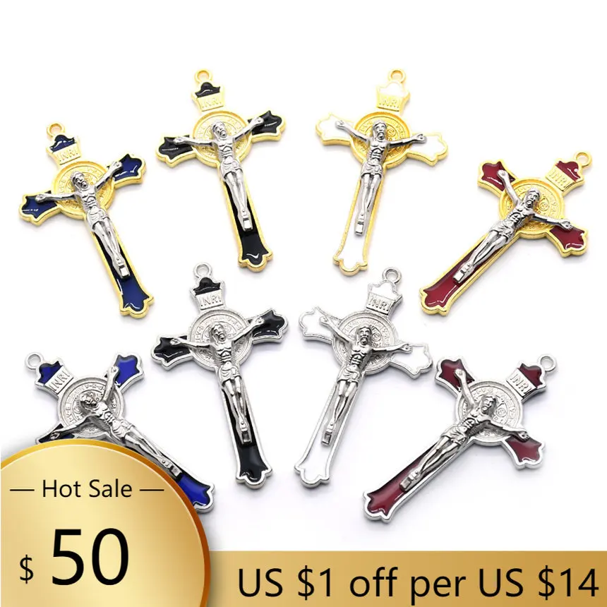 

1 Pc Brand New And High Quality Color Preserving Metal Jewelry Accessories Cross Pendant Jewelry Car Bag Decoration Pendant