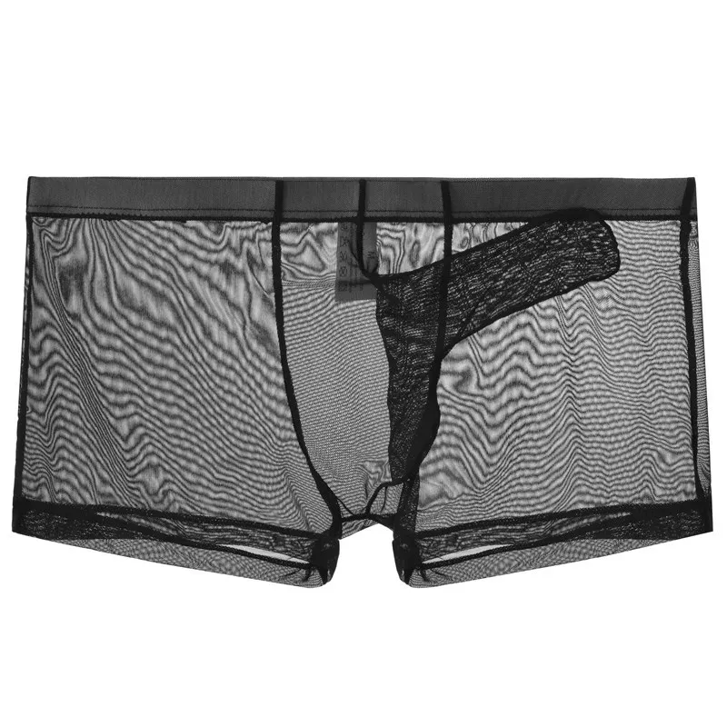 

Sexy Men Transparent Trunks Underwear Ultra-Thin See Through Boxer Briefs Mesh Elephant Nose Panties Breathable Homme Slip