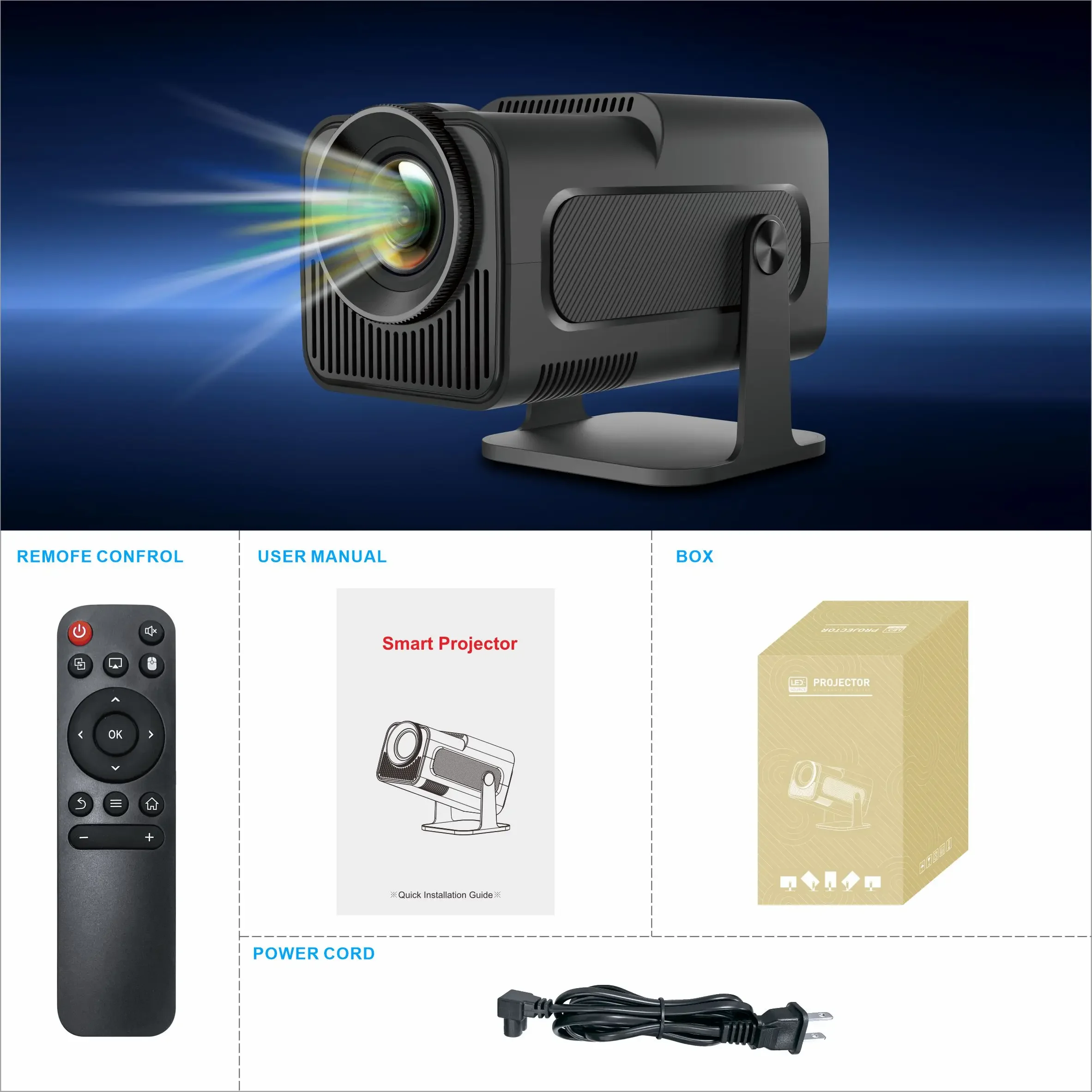 Мини-проектор Hy300 Hy320 Beamer TV Smart Proyector Android Портативный проектор 4K 1080P