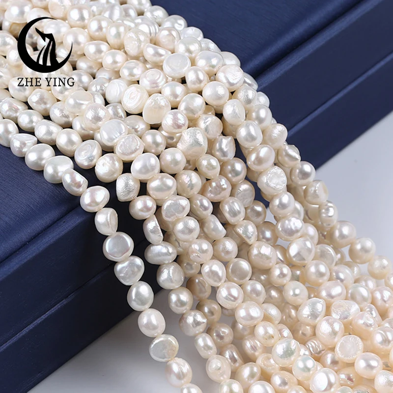 

AAA High Quality 100% Real Natural Freshwater Cultured White Pearls Perforated Beads 6-7mm DIY Accessories for Jewelry Making