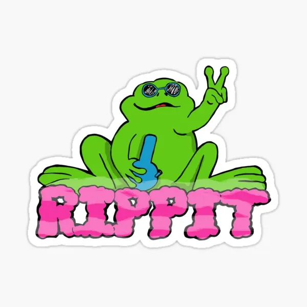 

Rippit The Stoner Frog Peace Sign 5PCS Car Stickers for Wall Living Room Laptop Anime Motorcycle Art Room Stickers Funny Cute
