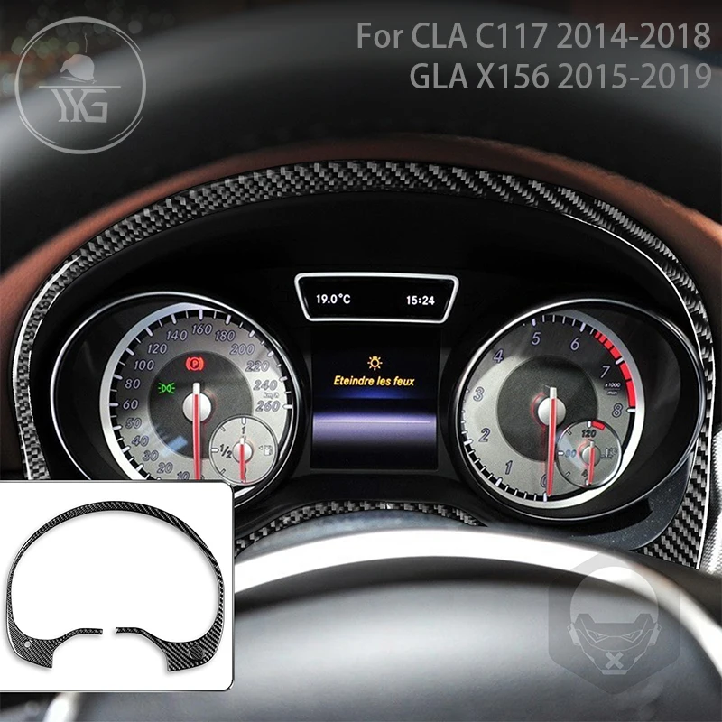 

Для Benz CLA C117 2014-2018 GLA X156 2015-2019 Автомобильный спидометр тахометр рамка Настоящее углеродное волокно самоклеящийся стикер интерьер