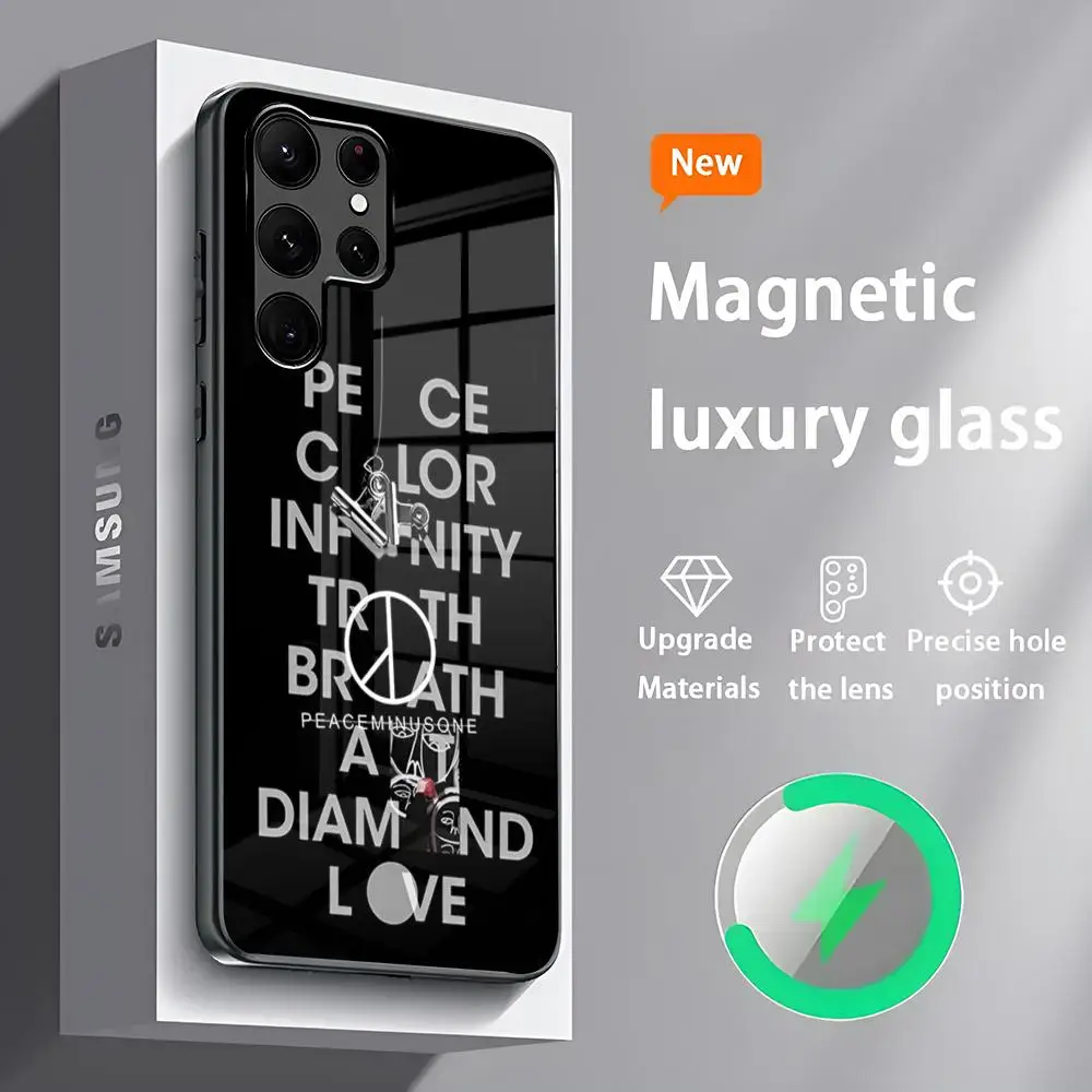 Модный чехол для телефона P-Peaceminusone Samsung S 25 S24 S23 S22 S21 S20 Plus Ultra Note20 стеклянный
