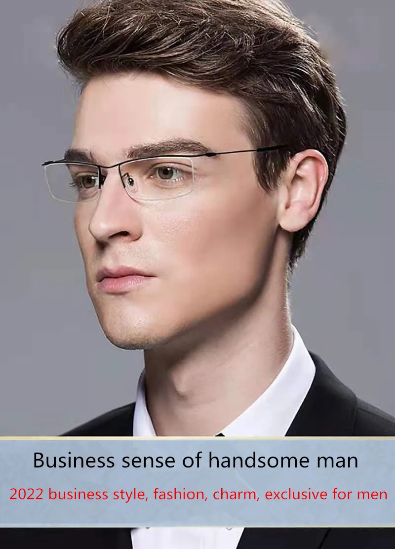 2022 Luxury Brand Men's Fashion Prescription Eyeglass Frame 1086 Business Ultra Light Eyebrow Wire Frame