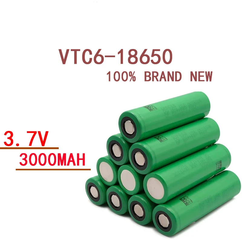 

New Original 18650 Battery VTC6 3.7V 3000mAh 18650 Rechargeable Battery Us18650 Vtc6 3000MAH 30A Colored Lamp Toy Tool