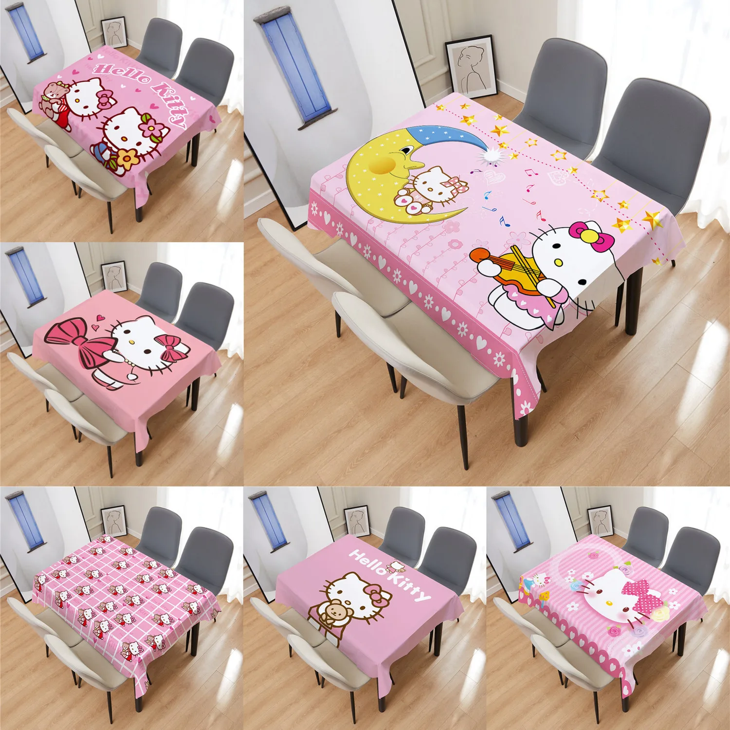 

Cute girl heart Hello Kitty student dormitory tablecloth home table picnic cloth daily necessities