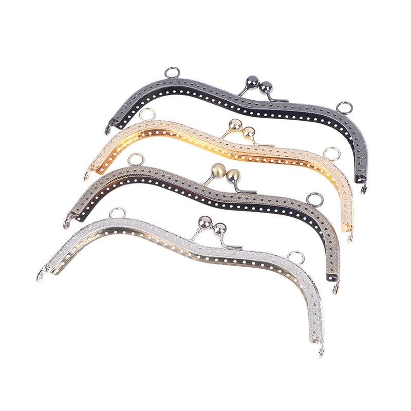 

1Pcs Vintage Metal Frame For Purse Bag Sewing Bronze Tone with Pearl Ball Clasp Metal Kiss Clasp Lock Bag Accessories 19cm