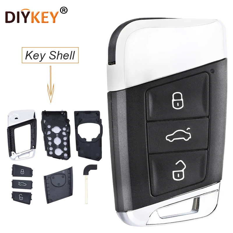 

DIYKEY 3 Button Replacement Remote Key Shell Case Fob for Volkswagen Passat B8 Superb A7 MQB 2015 2016 2017 2018 19 2020