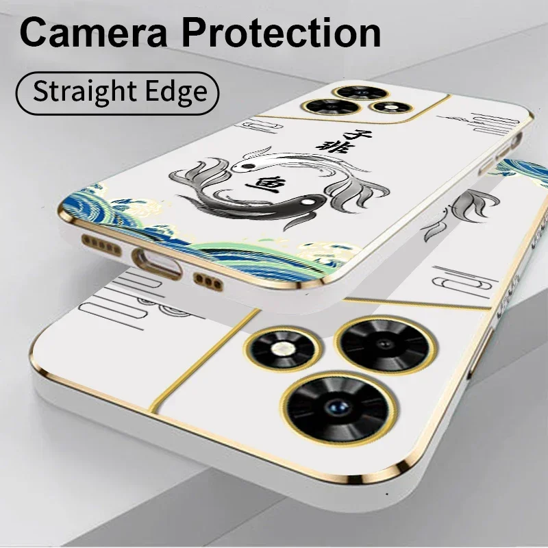 Чехол GZUSS Sub Non Fish для Infinix Hot 40i 30 Play 30i 20i 20S 20 корпус телефона с гальваническим