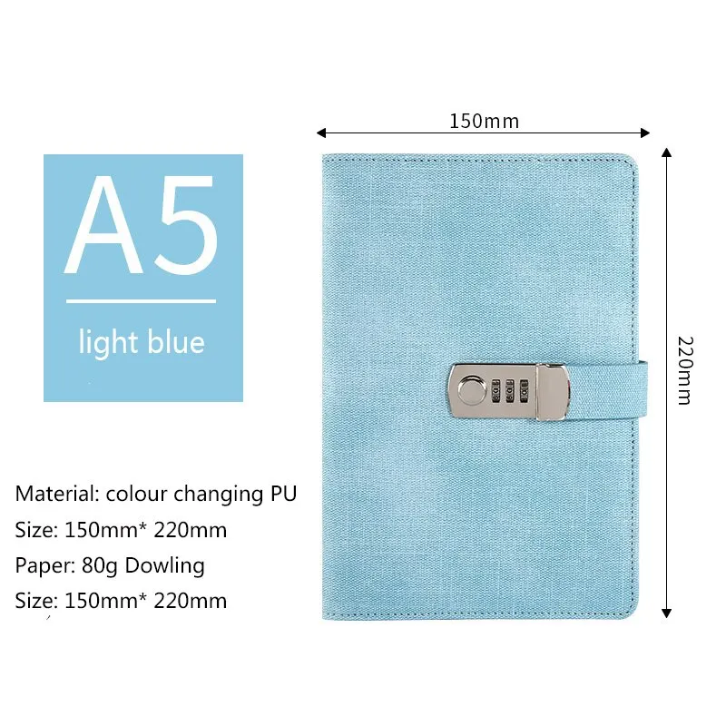 Новинка блокнот с кодом в стиле ретро формата А5 для студентов замком под пароль