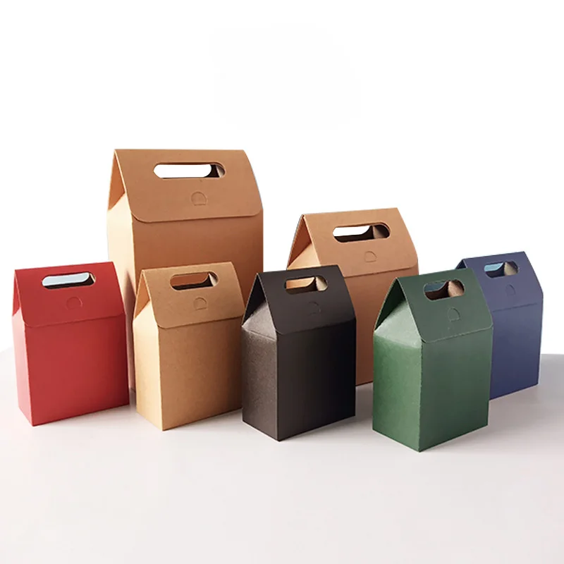 

10pcs Small Flip Packaging Bag Solid Color Gift Bag Creative Gift Bag Brown Box Hand-Held Small Gift Box