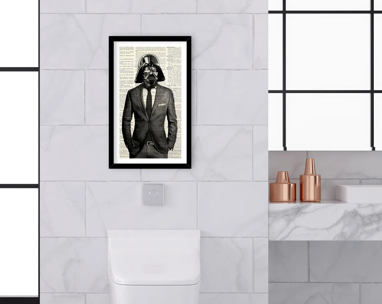 

BK Home Bathroom Toilet Decorative Wood Black Framed Tablo-15