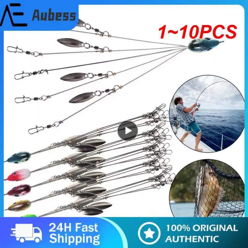 

1~10PCS Teyssor 5 Arms Umbrella Rig Fishing Lure Bait Rigs with Barrel Swivels for Bass Lures