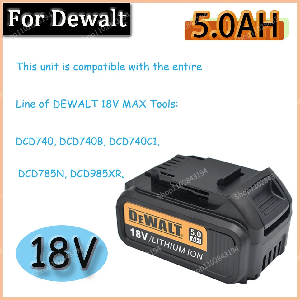 DeWalt 18V 5.0AH/5000mah rechargeable battery Tools Battery with LED Li-ion Replacement DCB205 DCB204-2 20V DCB206
