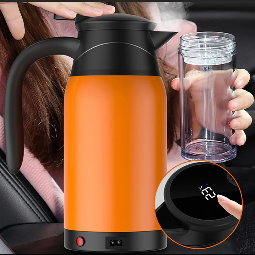 

1000ML Touch Car Electric Heating Kettle 304 Stainless Steel Water Heater Bottle Tea Coffee Mug for Travel Camping Boat 12V/24V