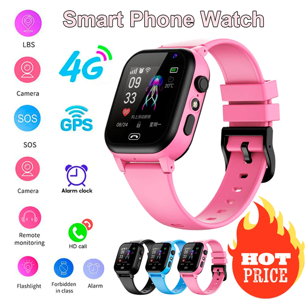 Kids 4G Smart Watch Sim Card Video Call  SOS GPS Location Phone Watch Camera Location Tracker Waterproof Child Smartwatch