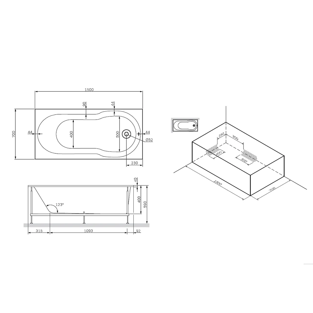 Ванна акриловая AM.PM X-Joy A0 W88A-150-070W-A 150 x 70 см |