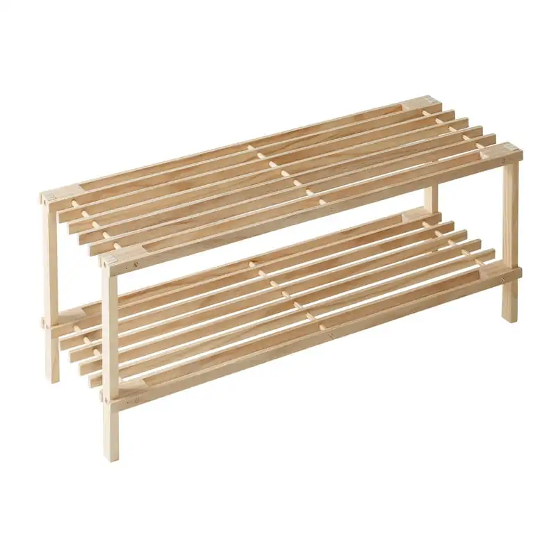 

Can Do 2-Tier Natural Wood Shoe Rack