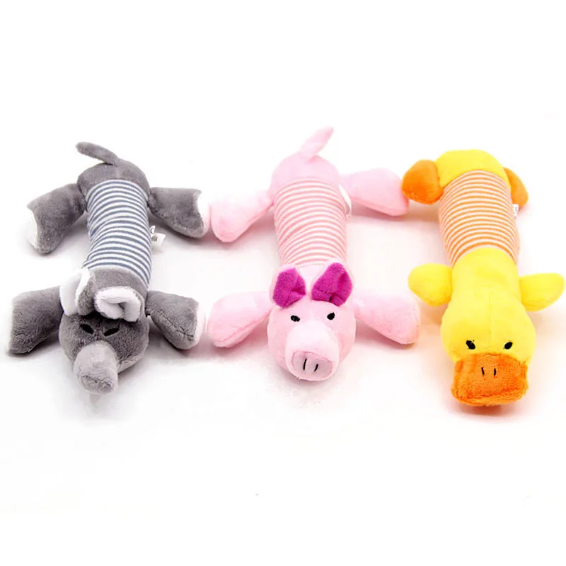 Cute Striped Cartoon Duck Pink Pig Gray Elephant Plush Vocal Toys Pet Supplies Sound Doll Squeek Toys