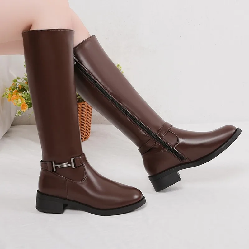 

Mid Heels Knee High Ankle Chelsea Long Boots Winter Women Shoes 2024 Fahsion Designer Casual Walking Boots New Punk Pumps Femme