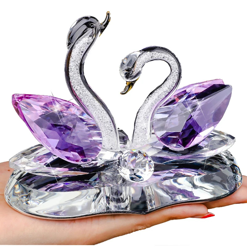 

4 Colors Crystal Swan Figurines Glass Car Perfume Bottle Collection Diamond Swan Animal Ornament Home Decor Christmas Gifts