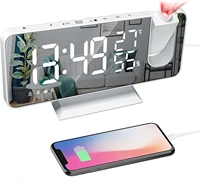 fm radio led digital smart alarm clock watch table electronic desktop clocks usb wake up clock with 180%c2%b0 time projection snooze
