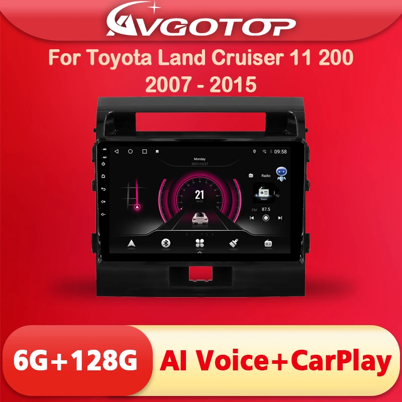 AVGOTOP Android 11 Car Radio for Toyota Land Cruiser 200 2007 - 2015 AI VOICE Carplay Navigation WiFi GPS Auto Multimedia |