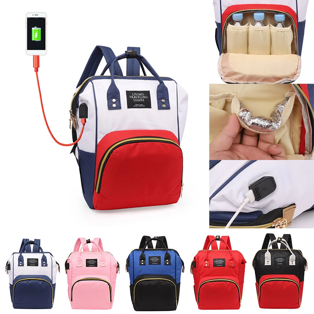 

Women Mummy Maternity USB Backpack Large Capacity Baby Nursing Handbags