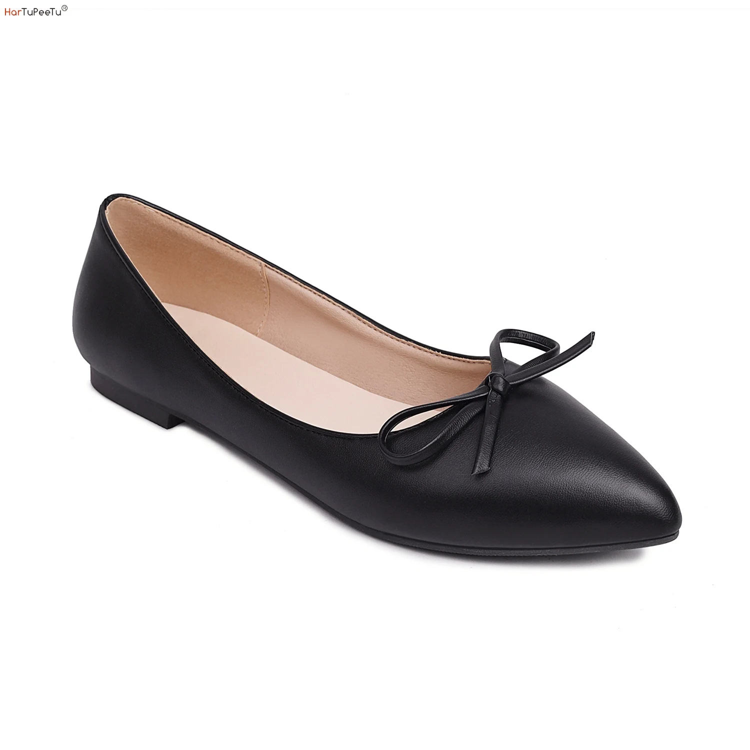 

Sweet Flats Women Leather Shoes Butterfly Knot Casual Size 34-45 Spring Autumn Pointed Toe Comfy Flats